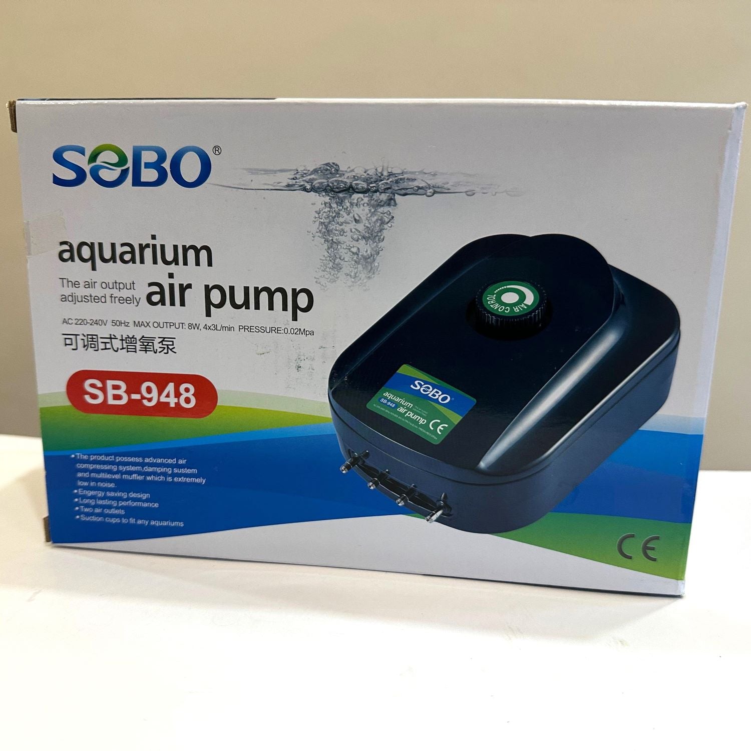 Sobo SB-948 - 4 Way Aquarium Air Pump 8 watts - 3