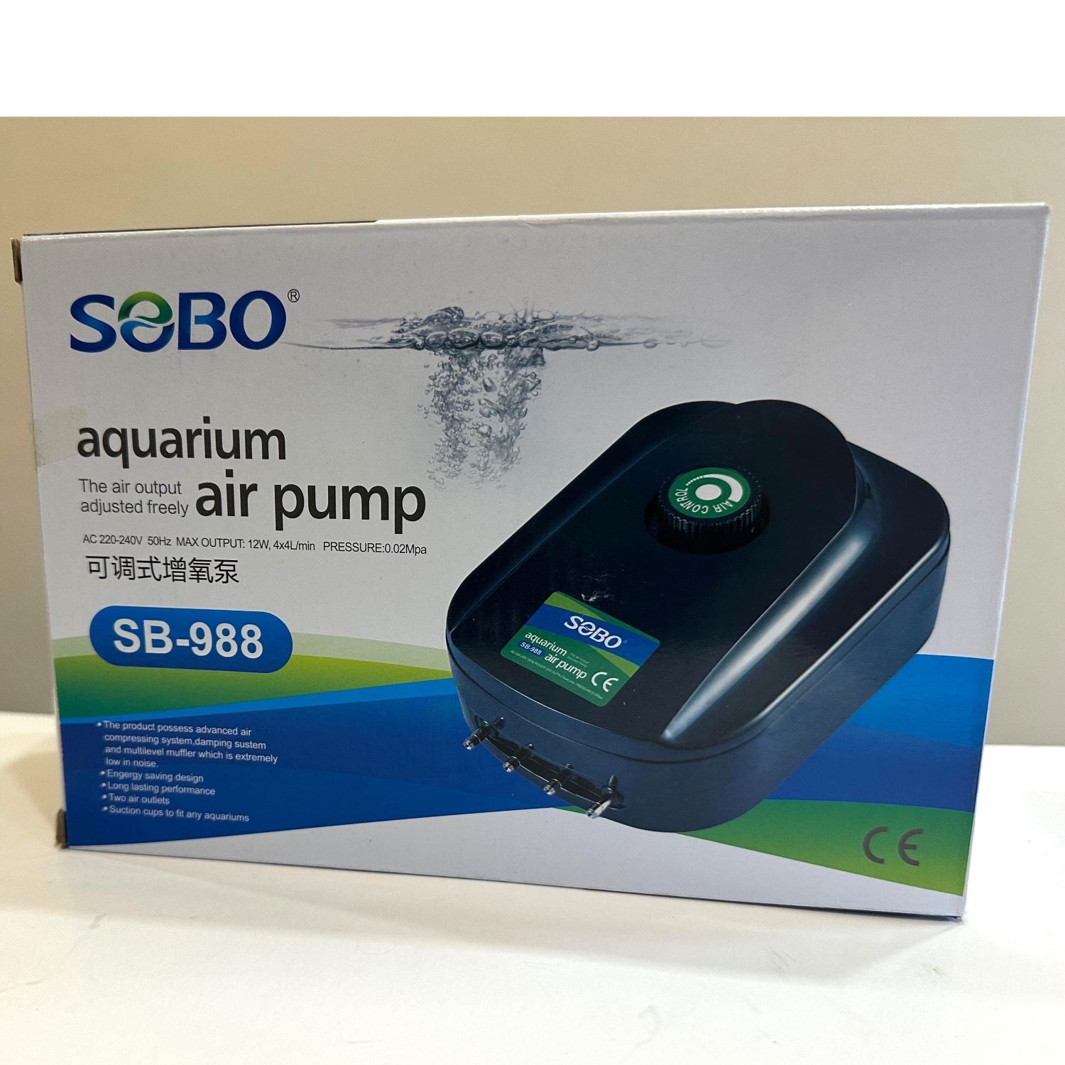 Sobo SB-988 - 4 Way Aquarium Air Pump 12 watts - 3