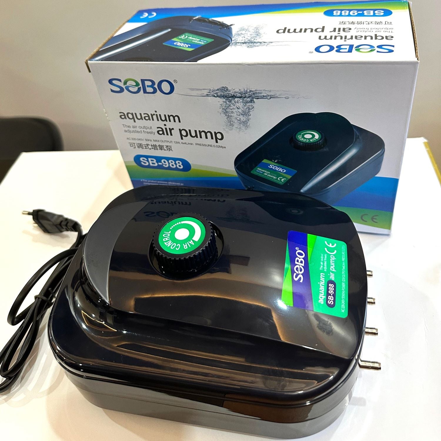Sobo SB-988 - 4 Way Aquarium Air Pump 12 watts - 2