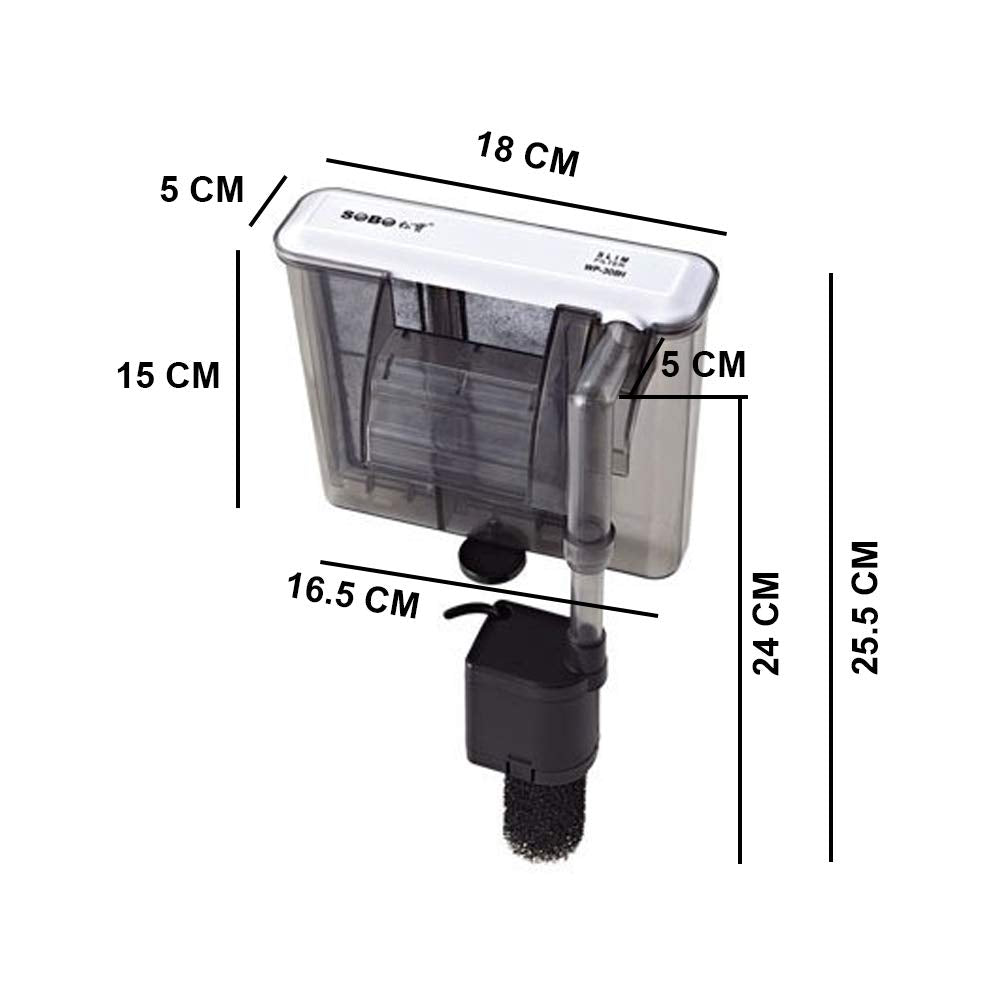 Sobo WP-308H Aquarium Slim Hang On Filter 5.8 Watts | 580 L/h - 4