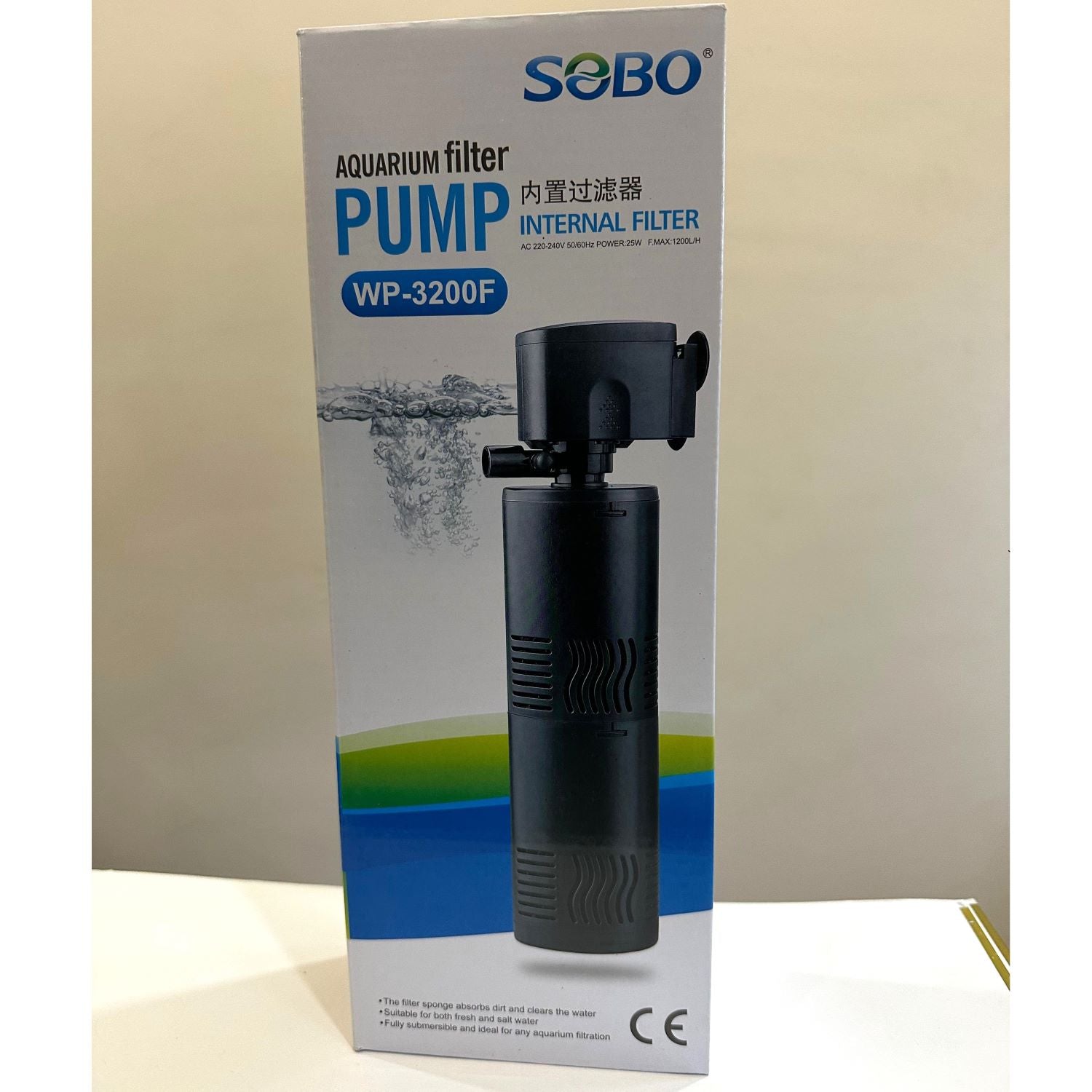 SOBO WP-3200F Aquarium Internal Filter 25 Watts - 3