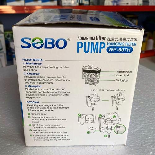 Sobo WP-607H Aquarium Hang On Filter 12 Watts | 600 L/h - 10