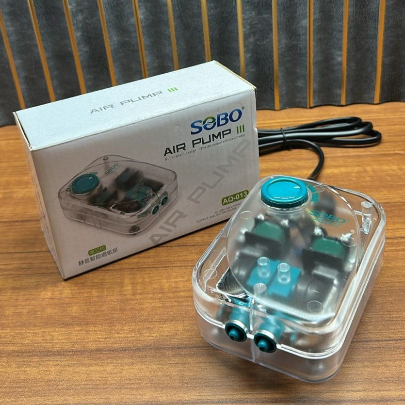 Sobo AQ-013 Transparent Aquarium Air Pump (4W) – Adjustable Dual Outlet Oxygenator