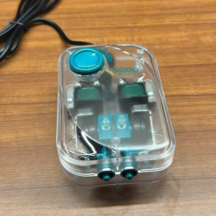 Sobo AQ-013 Transparent Aquarium Air Pump (4W) – Adjustable Dual Outlet Oxygenator