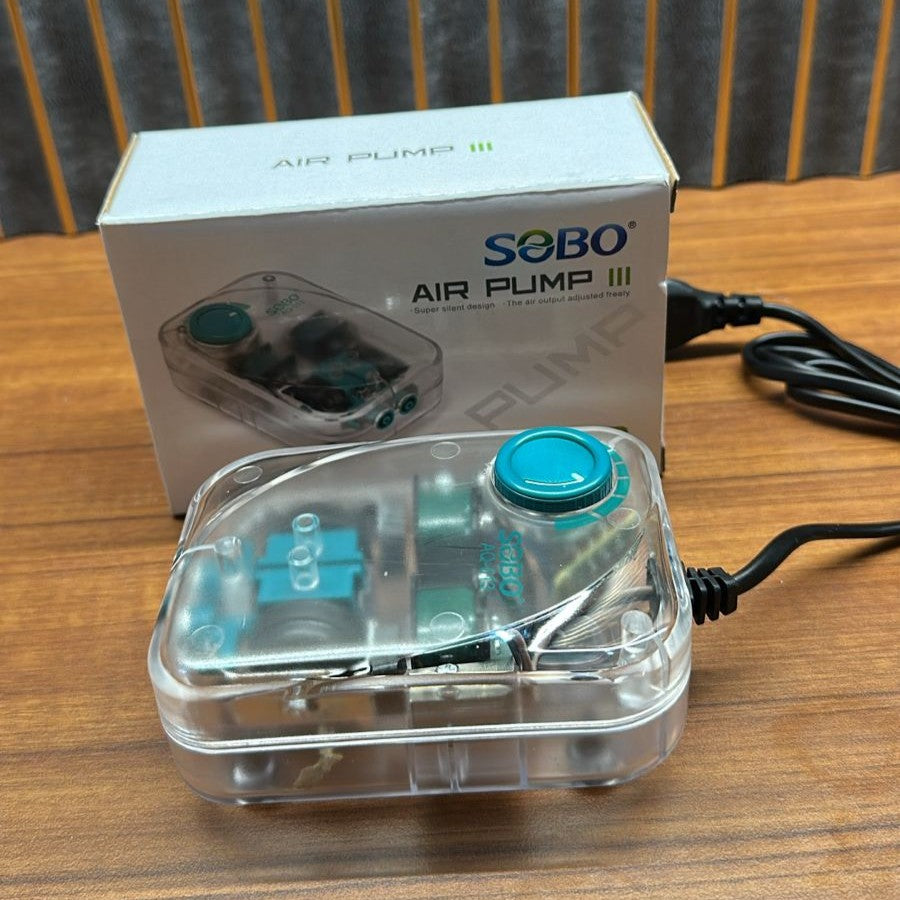 Sobo AQ-013 Transparent Aquarium Air Pump (4W) – Adjustable Dual Outlet Oxygenator