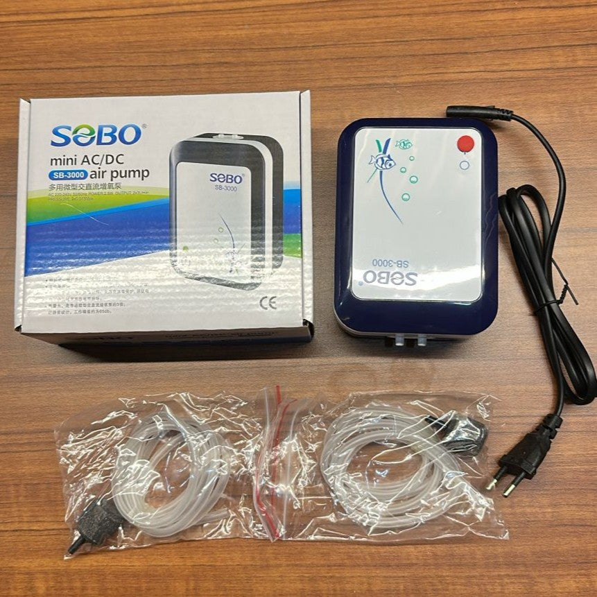 Sobo SB-3000 AC/DC Mini Aquarium Air Pump (2.8W) – Rechargeable Battery Oxygenator