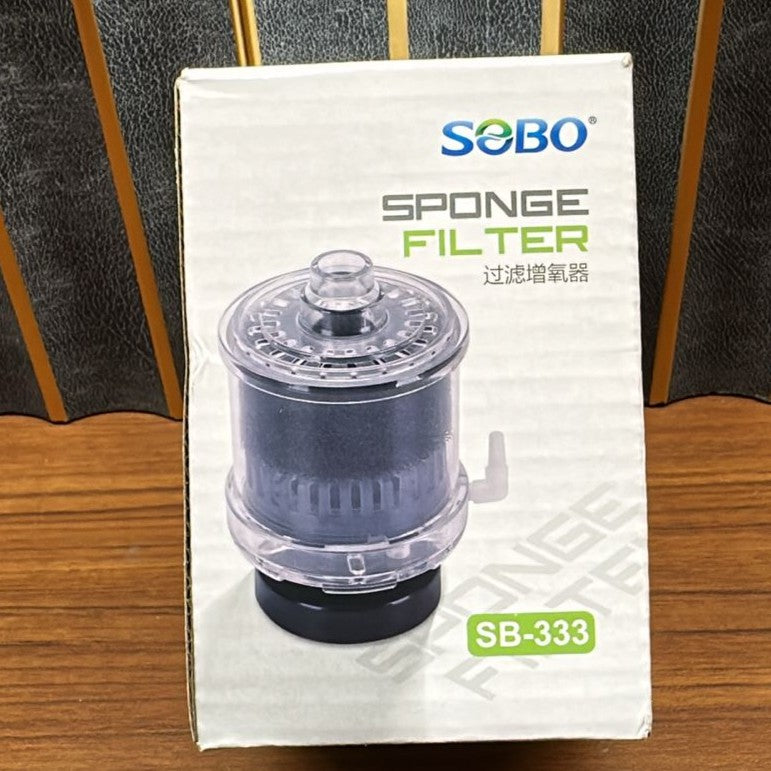 Sobo SB-333 Aquarium Sponge Filter – Compact Enclosed Bio-Sponge with Ceramic Media Chamber