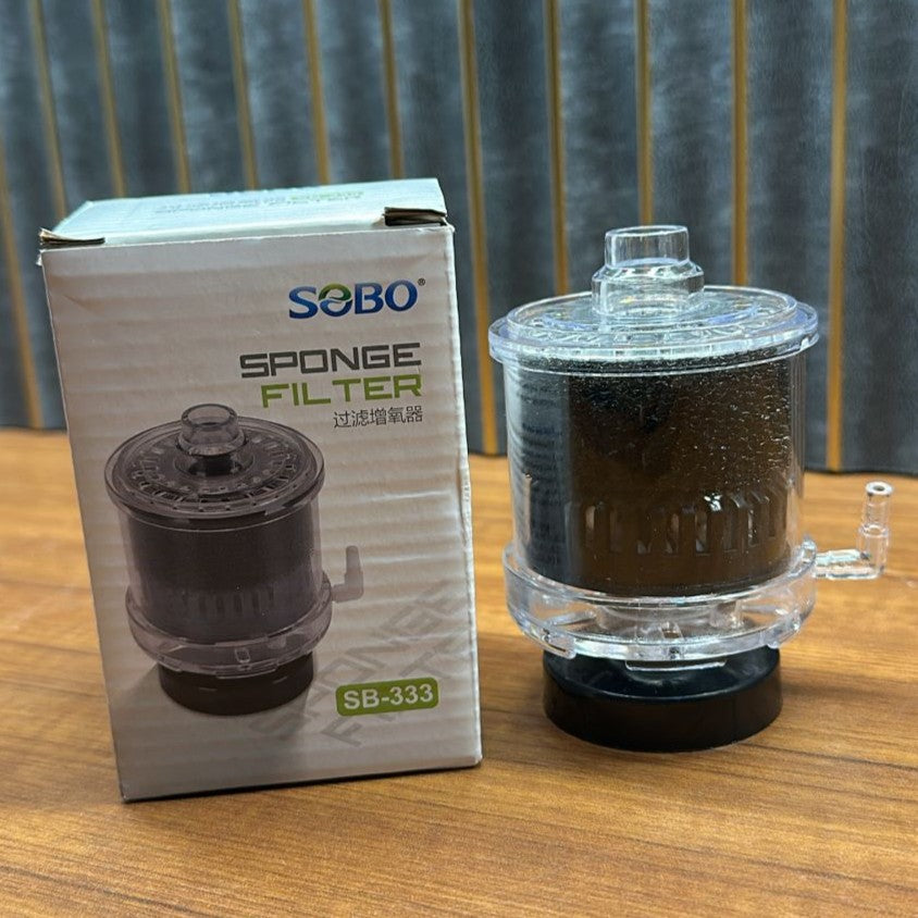 Sobo SB-333 Aquarium Sponge Filter – Compact Enclosed Bio-Sponge with Ceramic Media Chamber