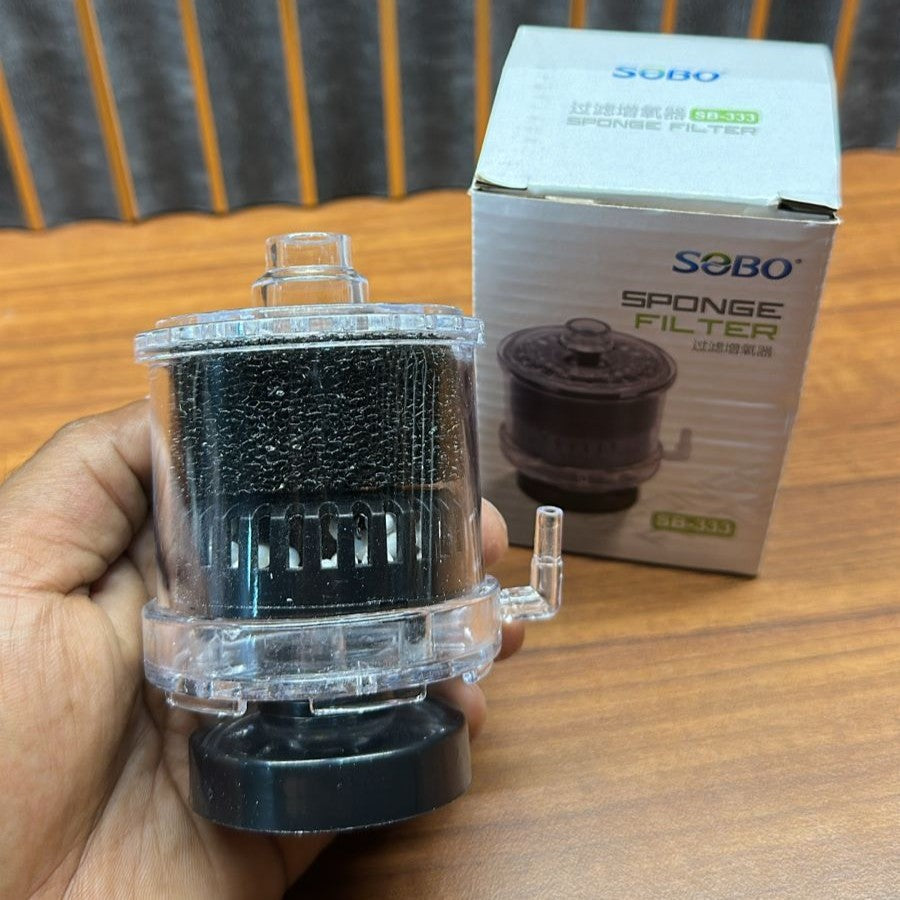 Sobo SB-333 Aquarium Sponge Filter – Compact Enclosed Bio-Sponge with Ceramic Media Chamber