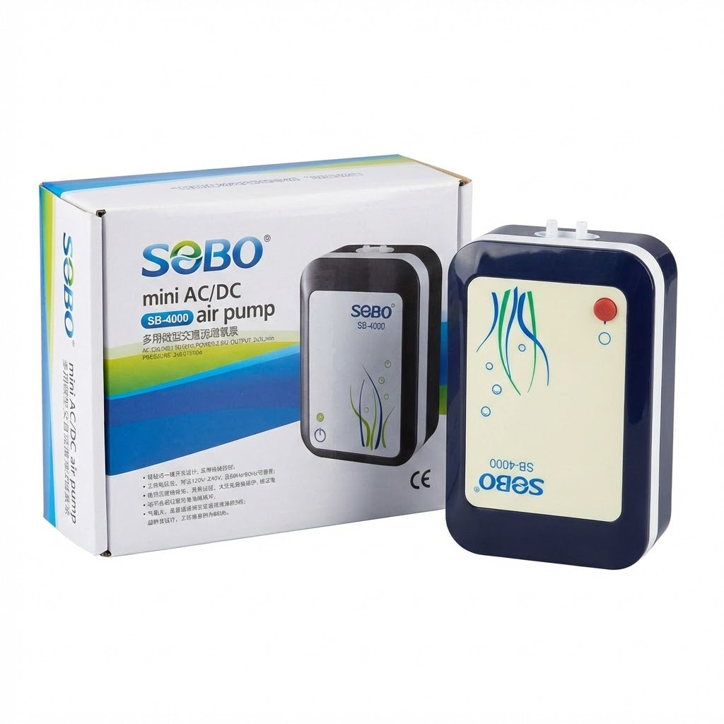 Sobo SB-4000 AC/DC Rechargeable Aquarium Air Pump (2.8W) – Dual Outlet
