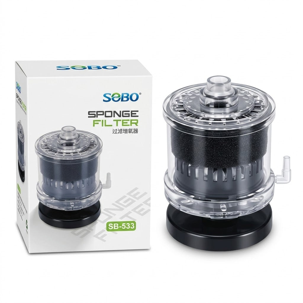 Sobo SB-533 Aquarium Sponge Filter – Advanced Airlift Bio-Filter with Ceramic Media Chamber