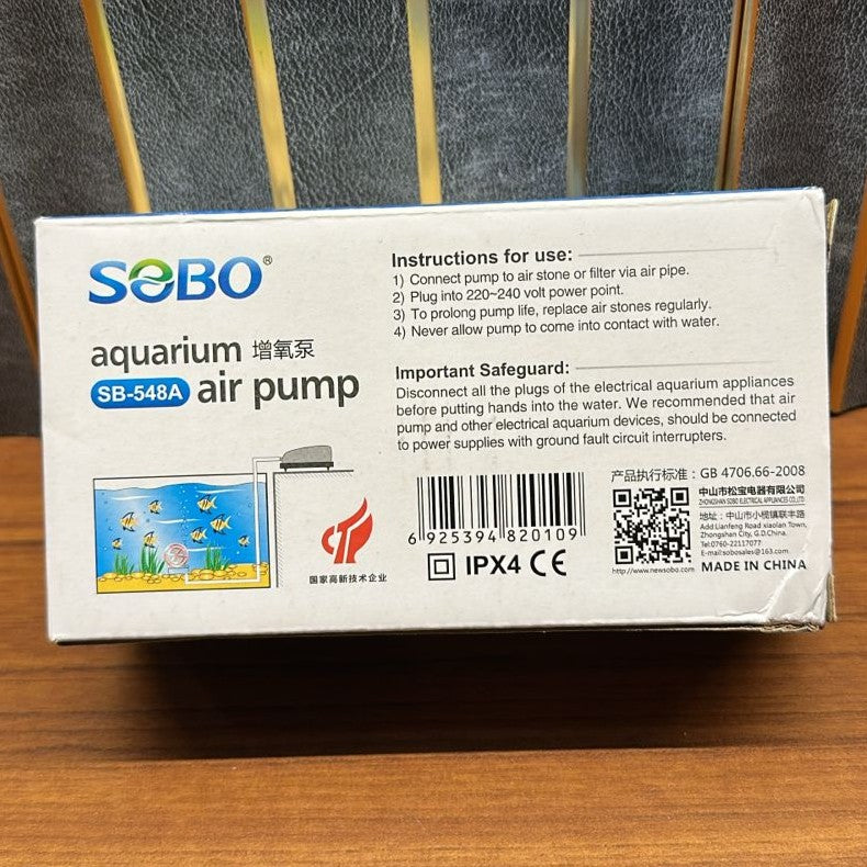 Sobo SB-548A Aquarium Air Pump (3W) – Single Outlet Oxygenator