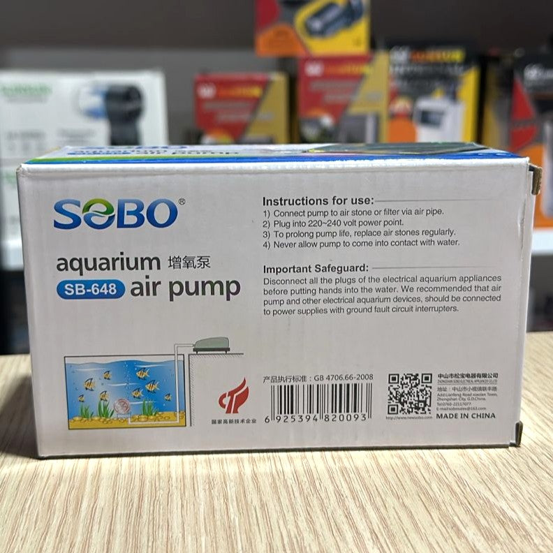 SOBO SB-648 Aquarium Air Pump (5W) – Dual Outlet