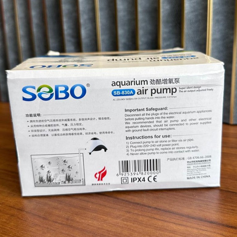 Sobo SB-830A Adjustable Aquarium Air Pump (5W) – Super Silent 6L/Min