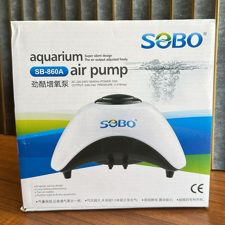 Sobo SB-860A Adjustable Aquarium Air Pump (10W) – Dual Outlet Super Silent Oxygenator
