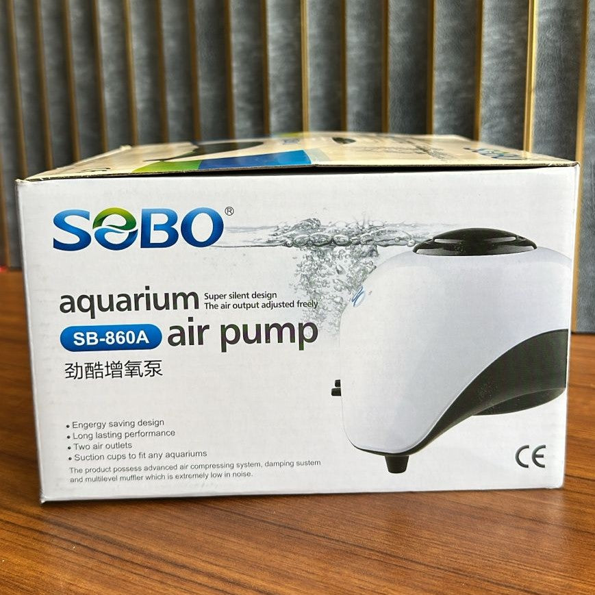 Sobo SB-860A Adjustable Aquarium Air Pump (10W) – Dual Outlet Super Silent Oxygenator