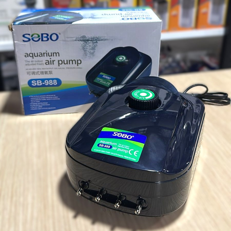 SOBO SB-988 Aquarium Air Pump (12W) – Adjustable 4-Way Outlet