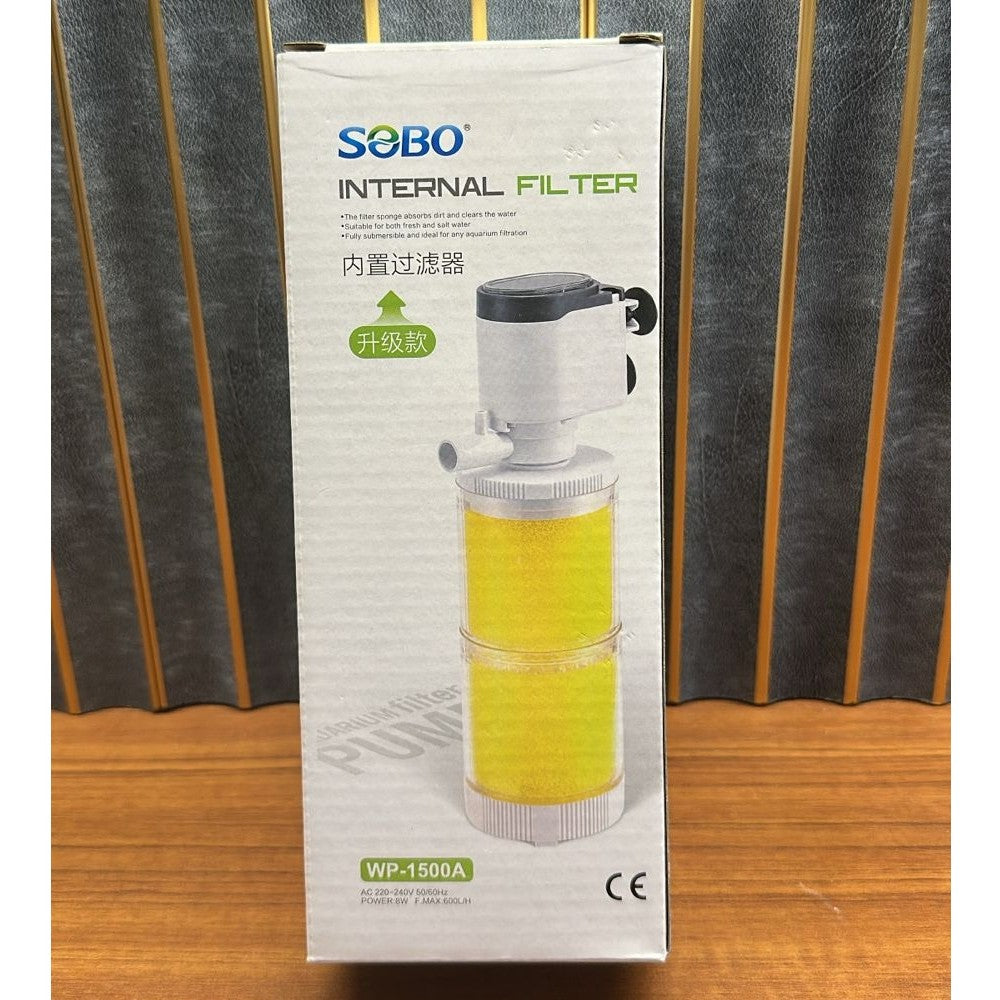 Sobo WP-1500A Aquarium Internal Filter (8W) – 600 L/H Submersible Dual Sponge Pump