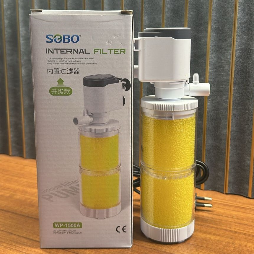 Sobo WP-1500A Aquarium Internal Filter (8W) – 600 L/H Submersible Dual Sponge Pump