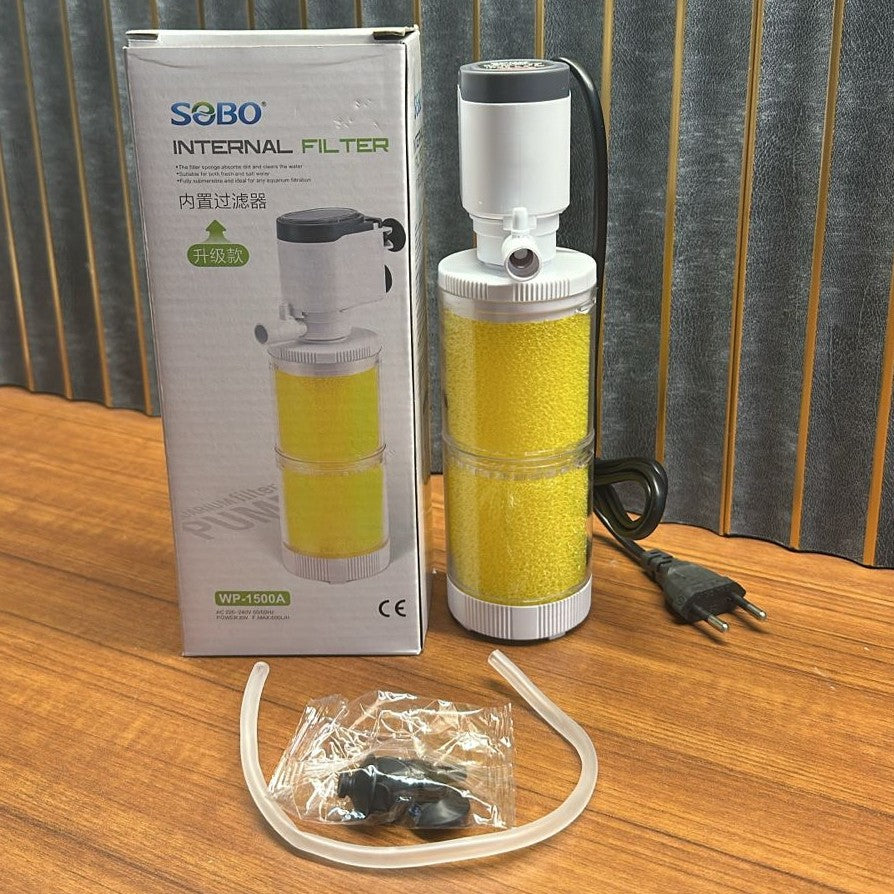 Sobo WP-1500A Aquarium Internal Filter (8W) – 600 L/H Submersible Dual Sponge Pump