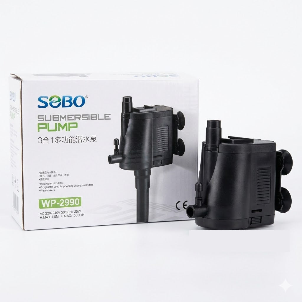 Sobo WP-2990 Aquarium Submersible Pump & Power Head (25W) – 1500 L/H