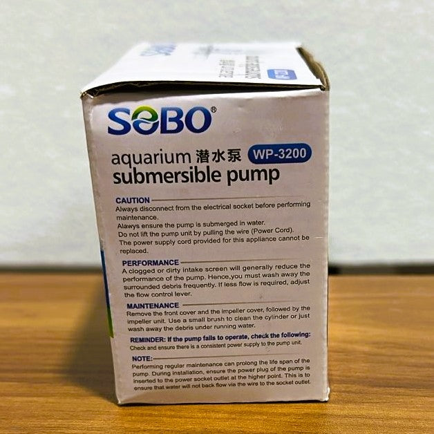 Sobo WP-3200 Aquarium Submersible Pump 5 Watts 300 L/H