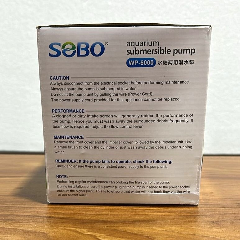 Sobo WP-6000 Submersible Water Pump (85W) – Heavy-Duty 4500 L/H Pump for Aquariums, Sumps & Ponds