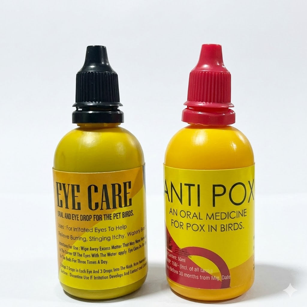 Star Farms Bird Care Essentials: Eye Care & Anti Pox Oral Medicine (50ml each)
