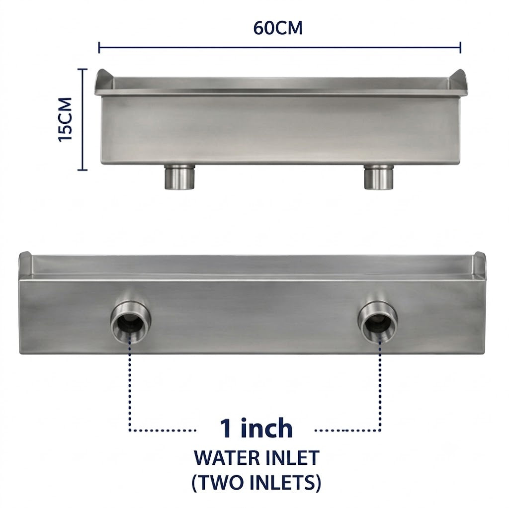 Premium 24-Inch Stainless Steel Short Neck Waterfall Cascade
