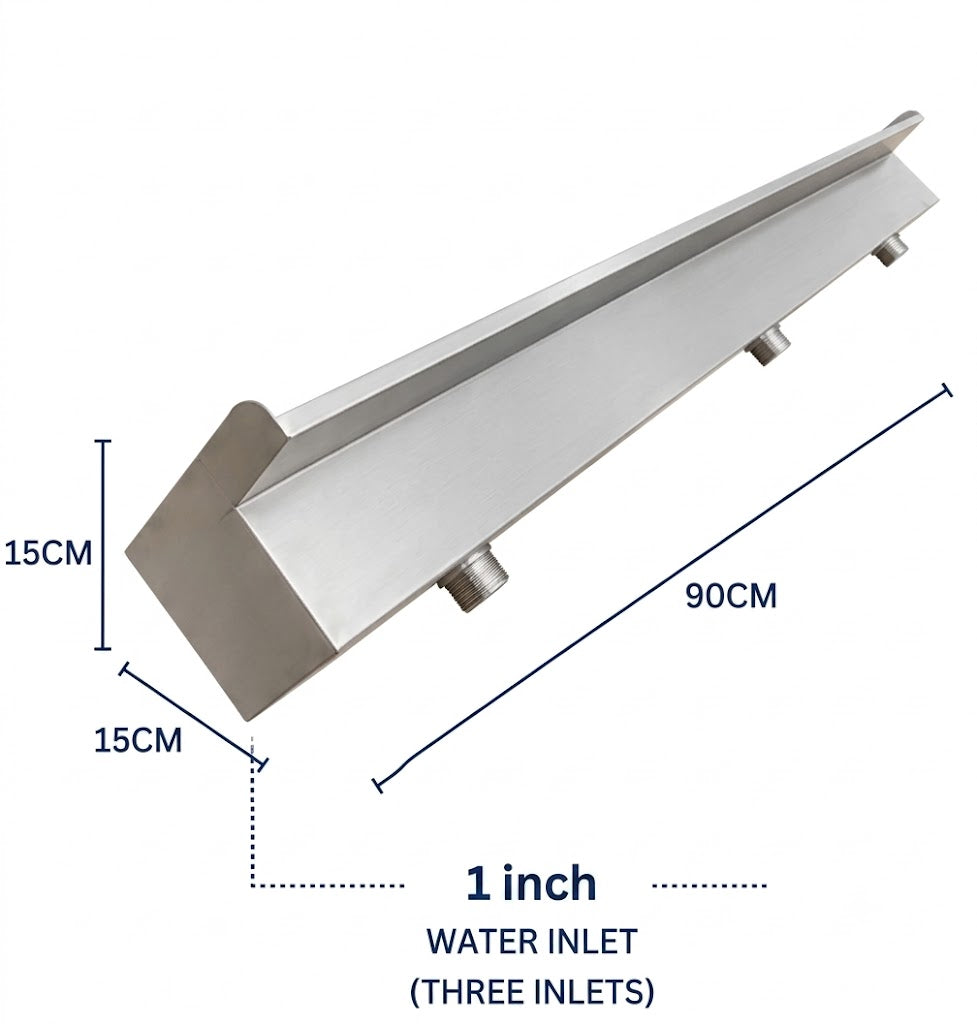 Premium 36-Inch Stainless Steel Short Neck Waterfall Cascade