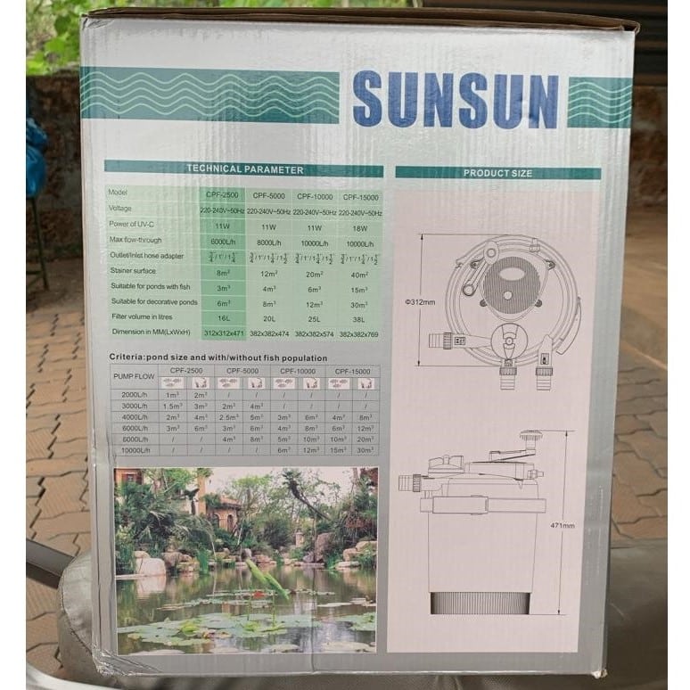 SUNSUN CPF–2500 Pressure Pond External Filter UV-C 11 Watts - 9