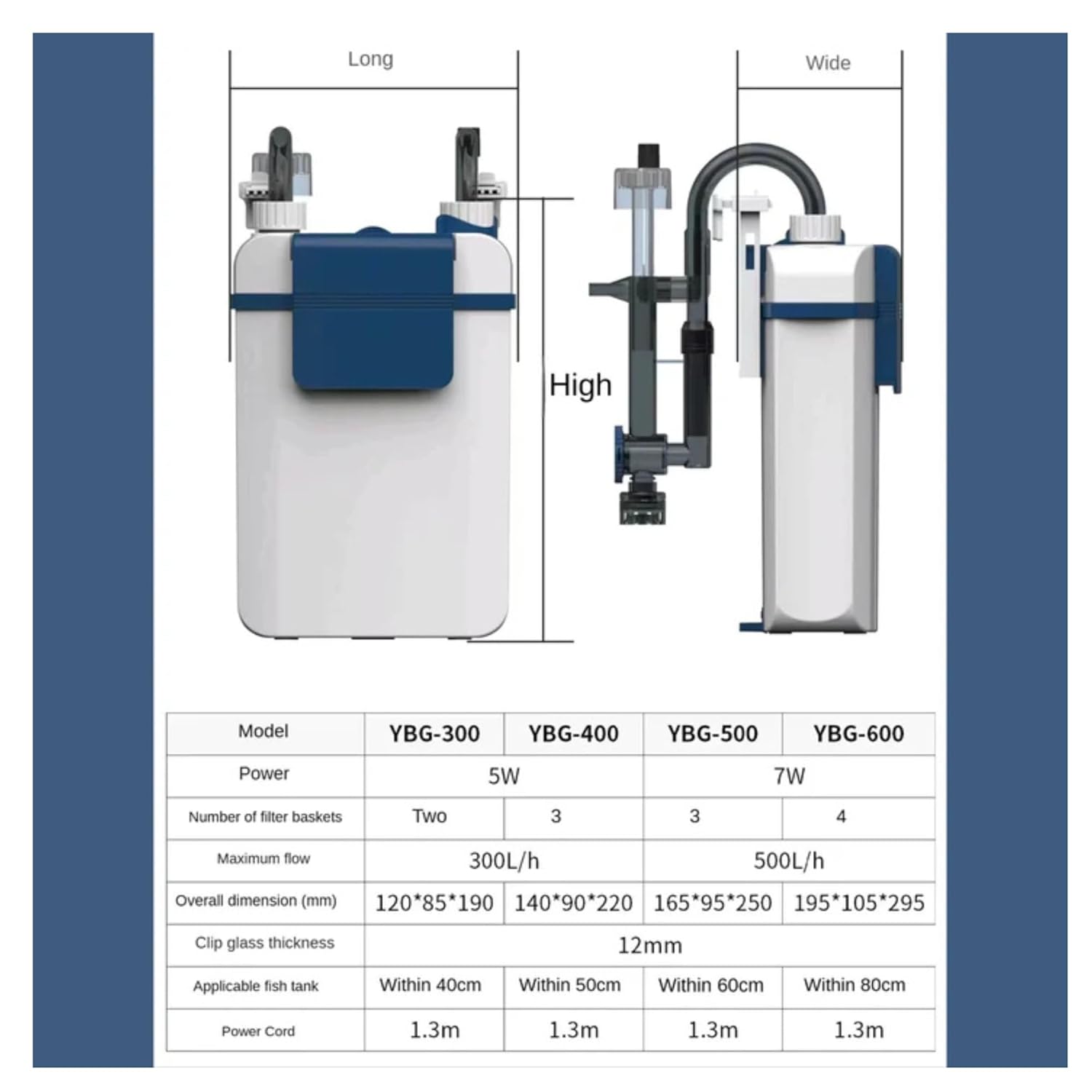 Sunsun YBG-300 Hang-On Canister Filter (5W) – 300L/H with Easy-Fill Priming Port - 5