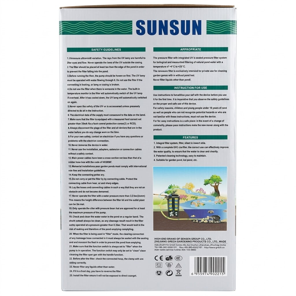 Sunsun CPF-15000 Bio Pressure Pond Filter UV-C 18W ( Pump not Included)