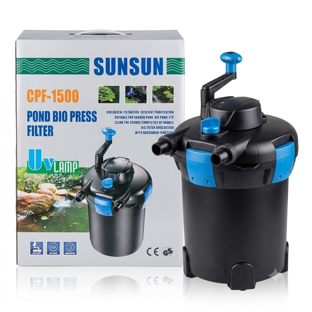 SUNSUN CPF-1500 Pond Bio Press Canister Filter with 9W UV-C Lamp