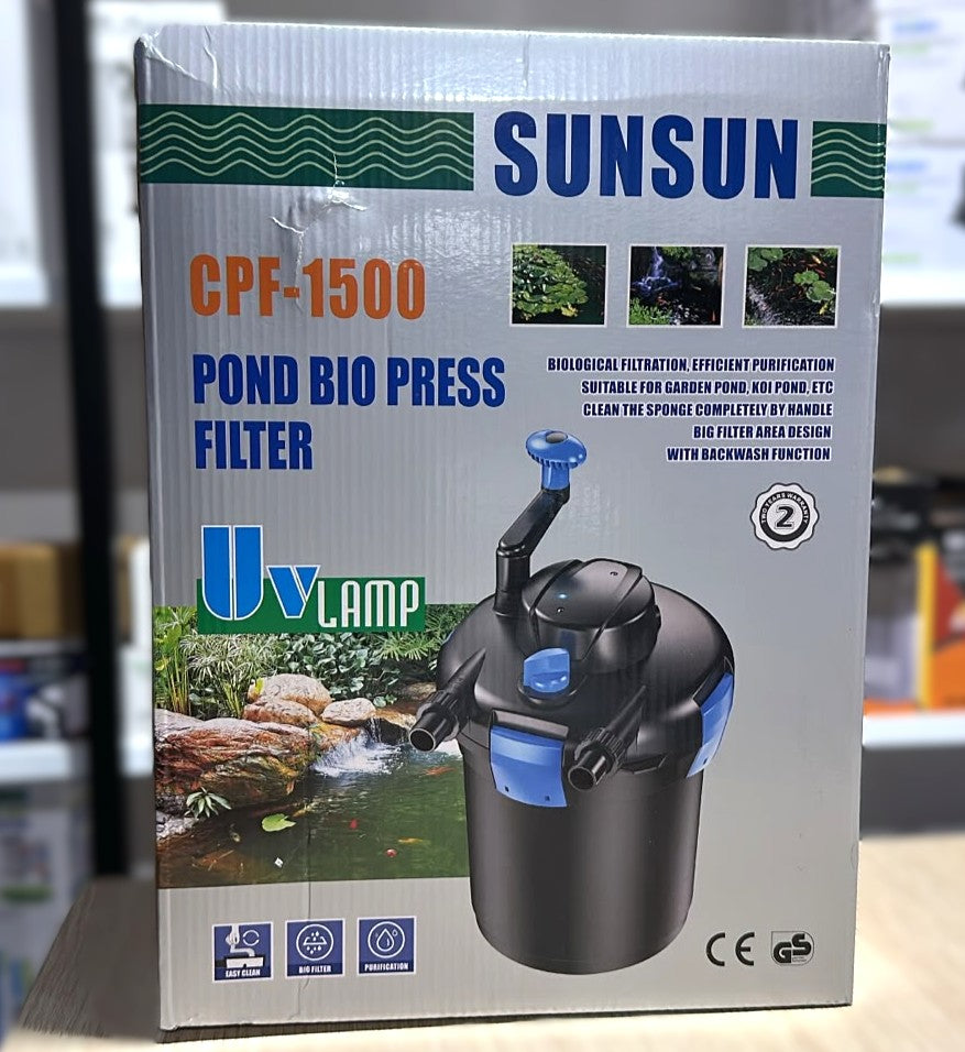 SUNSUN CPF-1500 Pond Bio Press Canister Filter with 9W UV-C Lamp
