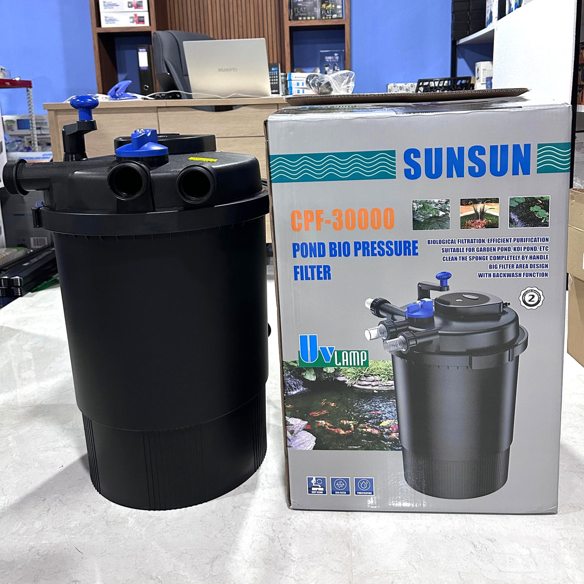 Sunsun CPF-30000 Bio Pressure Pond Filter - 55W UV Light, 12000 L/H
