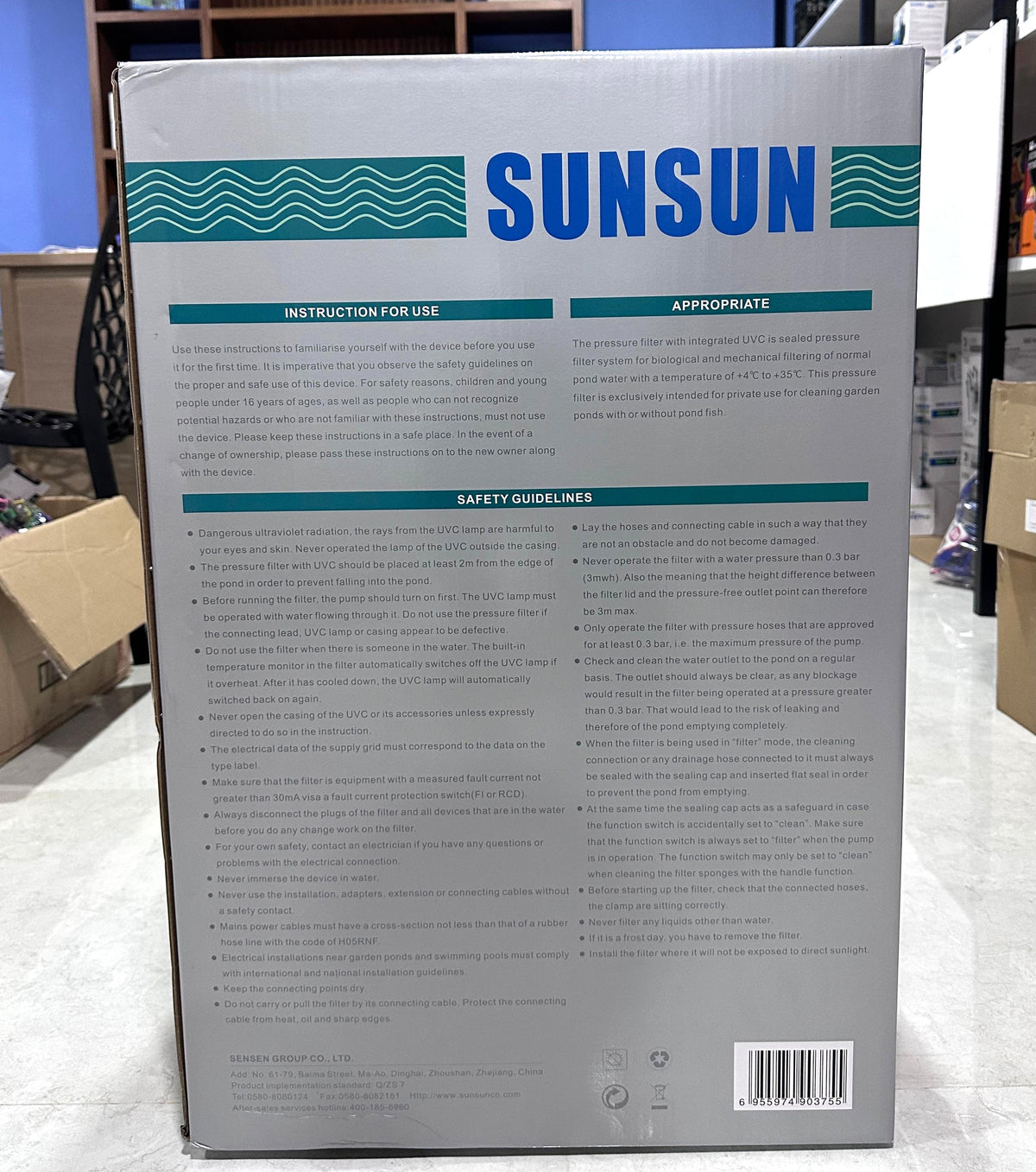 Sunsun CPF-30000 Bio Pressure Pond Filter - 55W UV Light, 12000 L/H