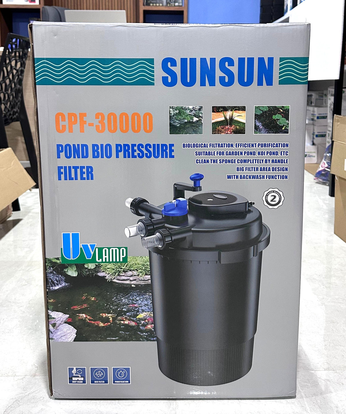Sunsun CPF-30000 Bio Pressure Pond Filter - 55W UV Light, 12000 L/H
