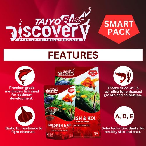 Taiyo pluss discovery Goldfish and Koi Premium fish food 1 Kg/1.2mm - 4