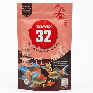 Taiyo 32 Premium Fish Food (100g Pouch) – 32% Protein Floating Mini Pellets