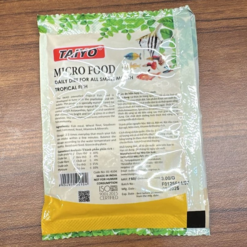 Taiyo Micro Fish Food (Yellow Pouch) – 20g Floating Pellets for Small Tropical Fish