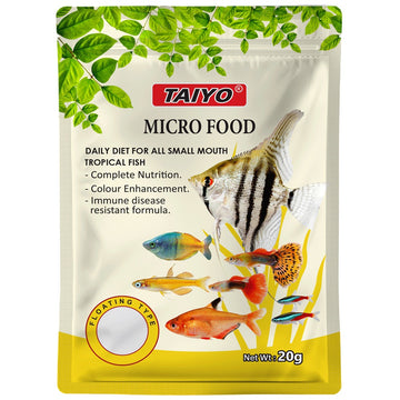 Taiyo Micro Fish Food (Yellow Pouch) – 20g Floating Pellets for Small Tropical Fish