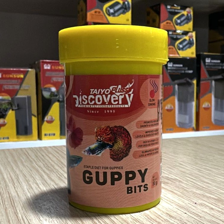 Taiyo Pluss Discovery Guppy Bits (50g) – Premium Slow-Sinking Staple Diet