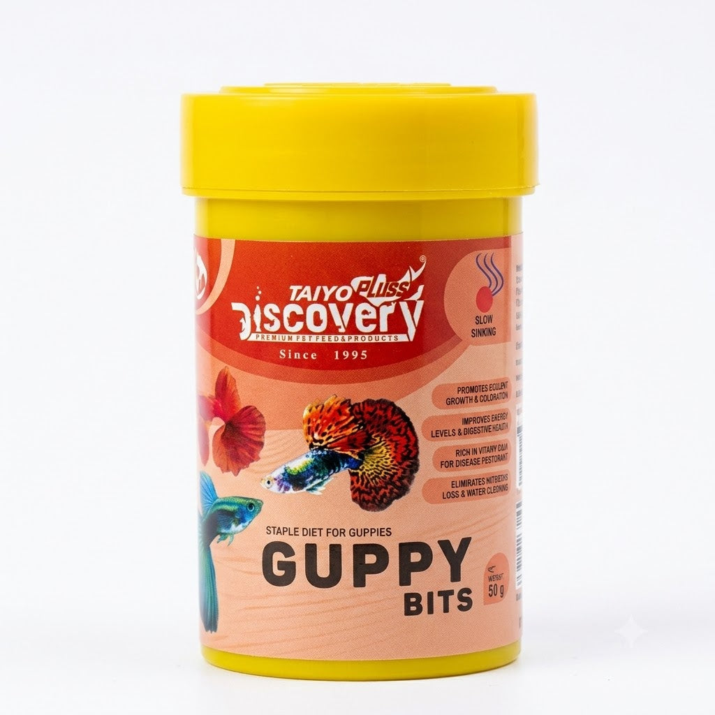 Taiyo Pluss Discovery Guppy Bits (50g) – Premium Slow-Sinking Staple Diet