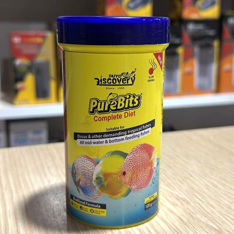 Taiyo Pluss Discovery PureBits (120g) – Premium Diet for Discus & Tropical Fish