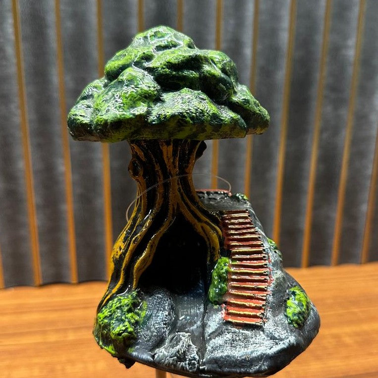 Tree House Aquarium Decoration (12cm) – Resin Hideout for Fish & Shrimp - 4