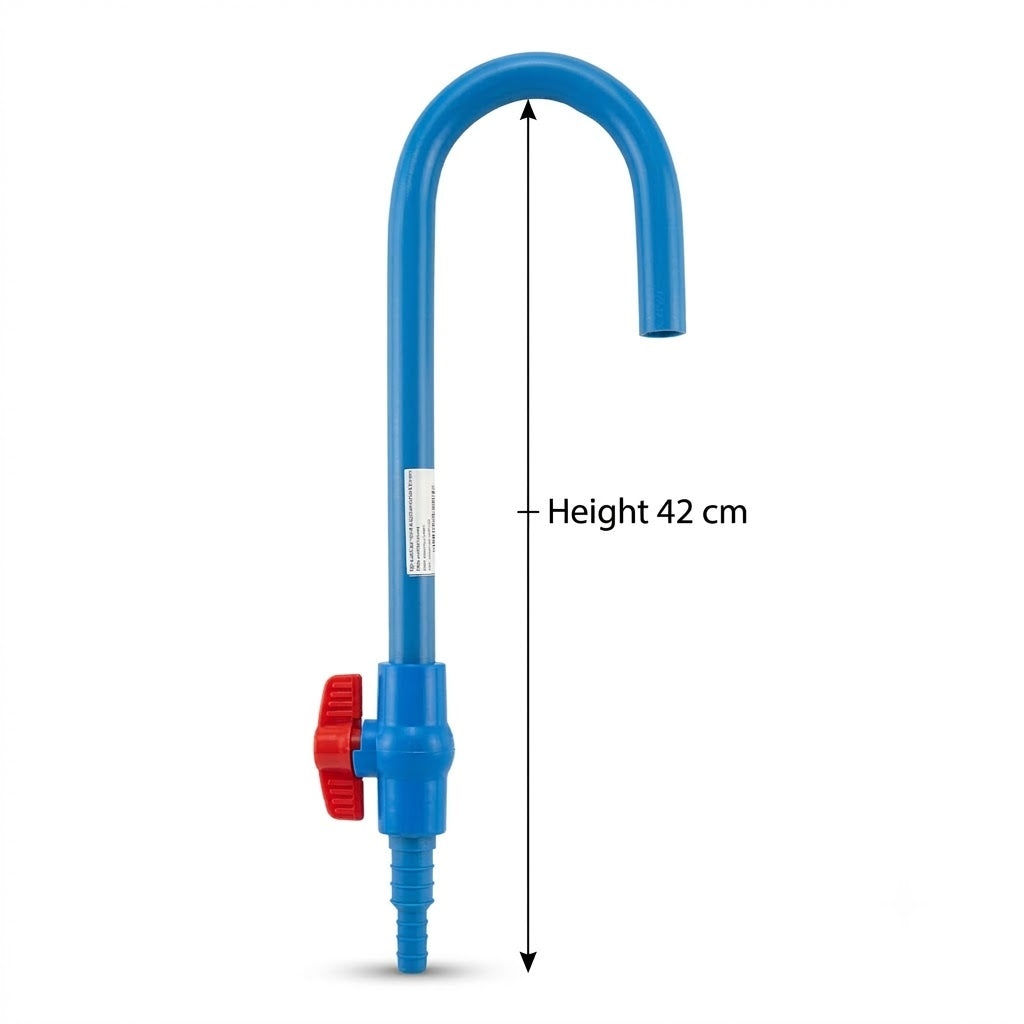 Aquarium Water Filling J-Pipe with Control Tap (Blue, 42 cm)