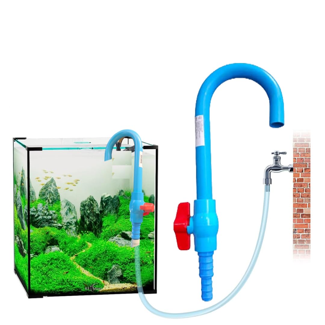 Aquarium Water Filling J-Pipe with Control Tap (Blue, 42 cm)