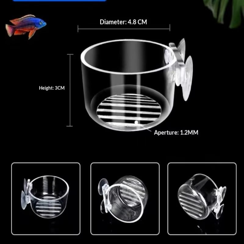 Transparent Acrylic Worm Feeding Cup for Aquariums