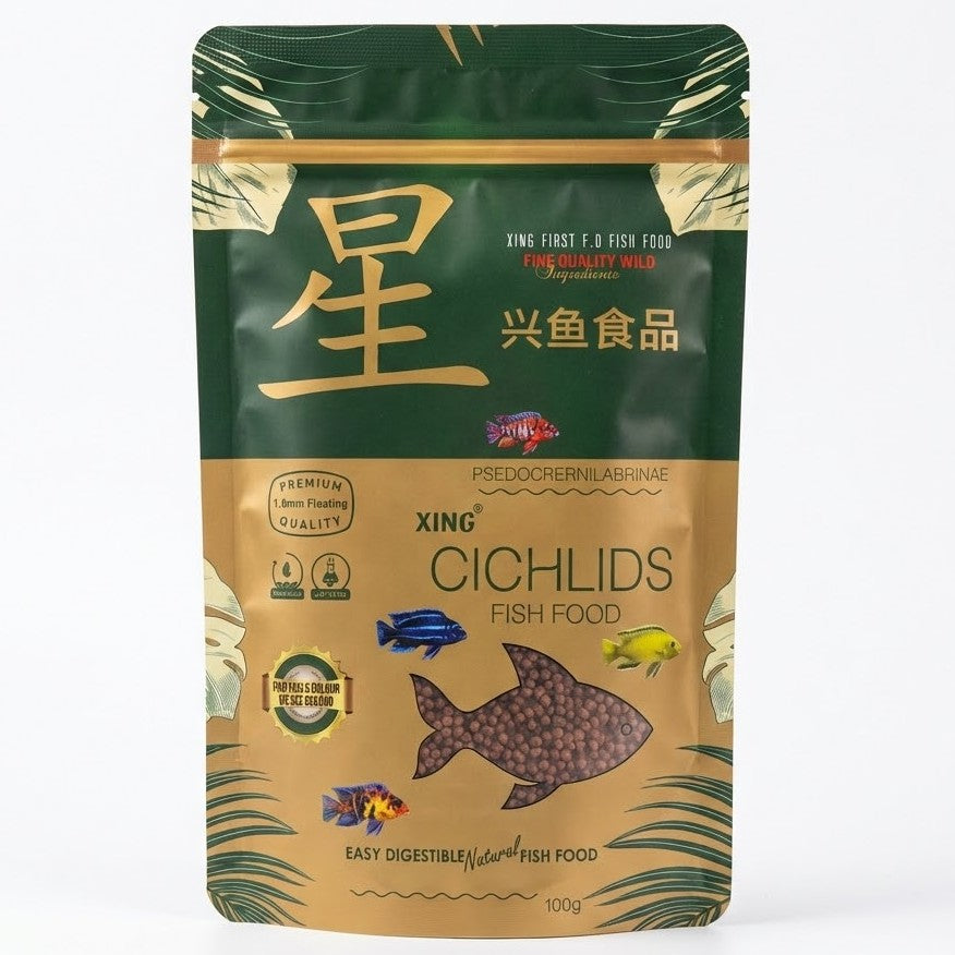 Xing Premium Cichlid Fish Food (100g) – 1.8mm Floating Pellets for Color & Digestion